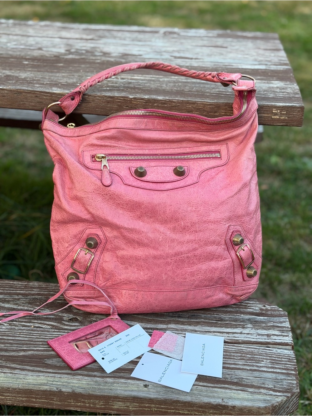 Balenciaga Day bag in pink Bubblegum with Rose gold hardware